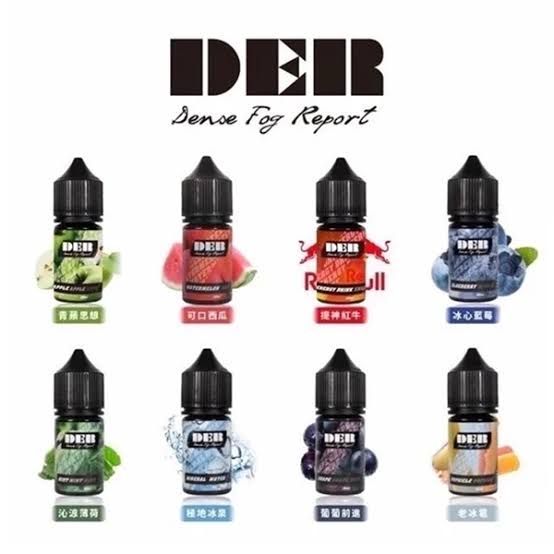 DER電子煙油系列風味視覺導覽 DER系列電子煙油30ml多口味組合展示,包含多種水果與特色風味,專為POD主機提供細膩口感與極致香氣體驗。